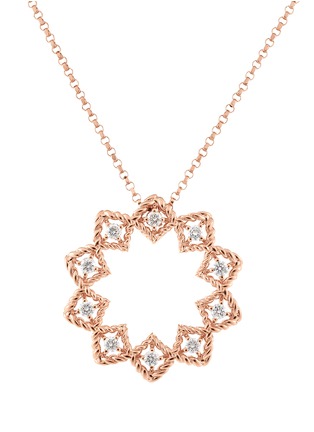Main View - Click To Enlarge - ROBERTO COIN - 'Roman Barocco' diamond 18k rose gold hoop pendant necklace