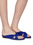 Figure View - Click To Enlarge - PEDDER RED - 'Renee' knot strap suede slide sandals