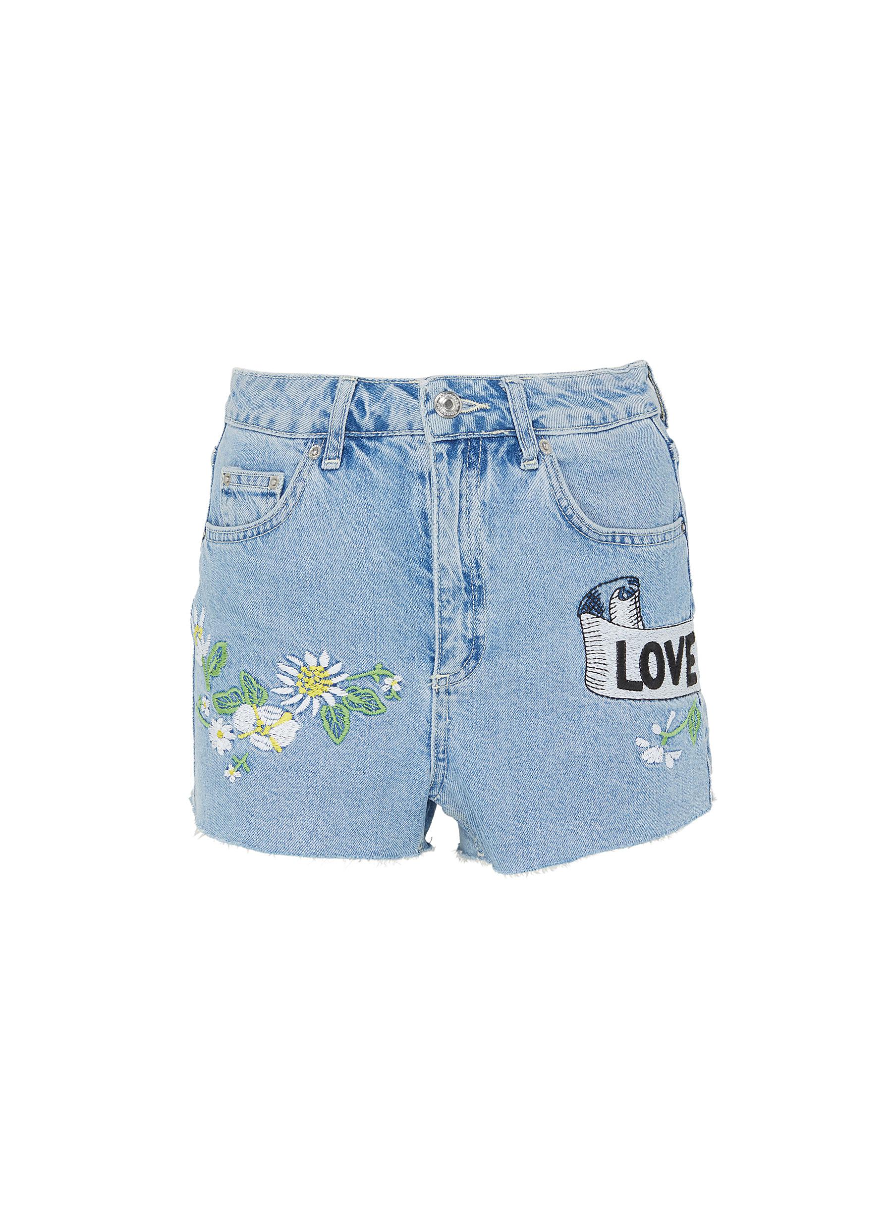 embroidered denim shorts