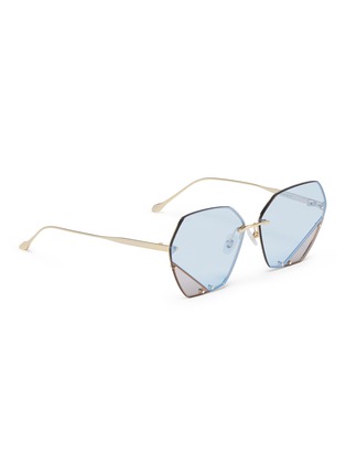 Figure View - Click To Enlarge - FOR ART'S SAKE - 'Icy' mirror hexagonal frame metal sunglasses