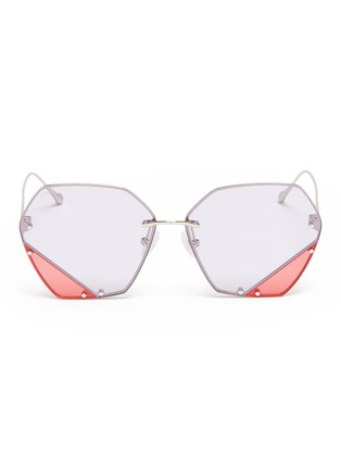 Main View - Click To Enlarge - FOR ART'S SAKE - 'Icy' hexagonal frame metal sunglasses