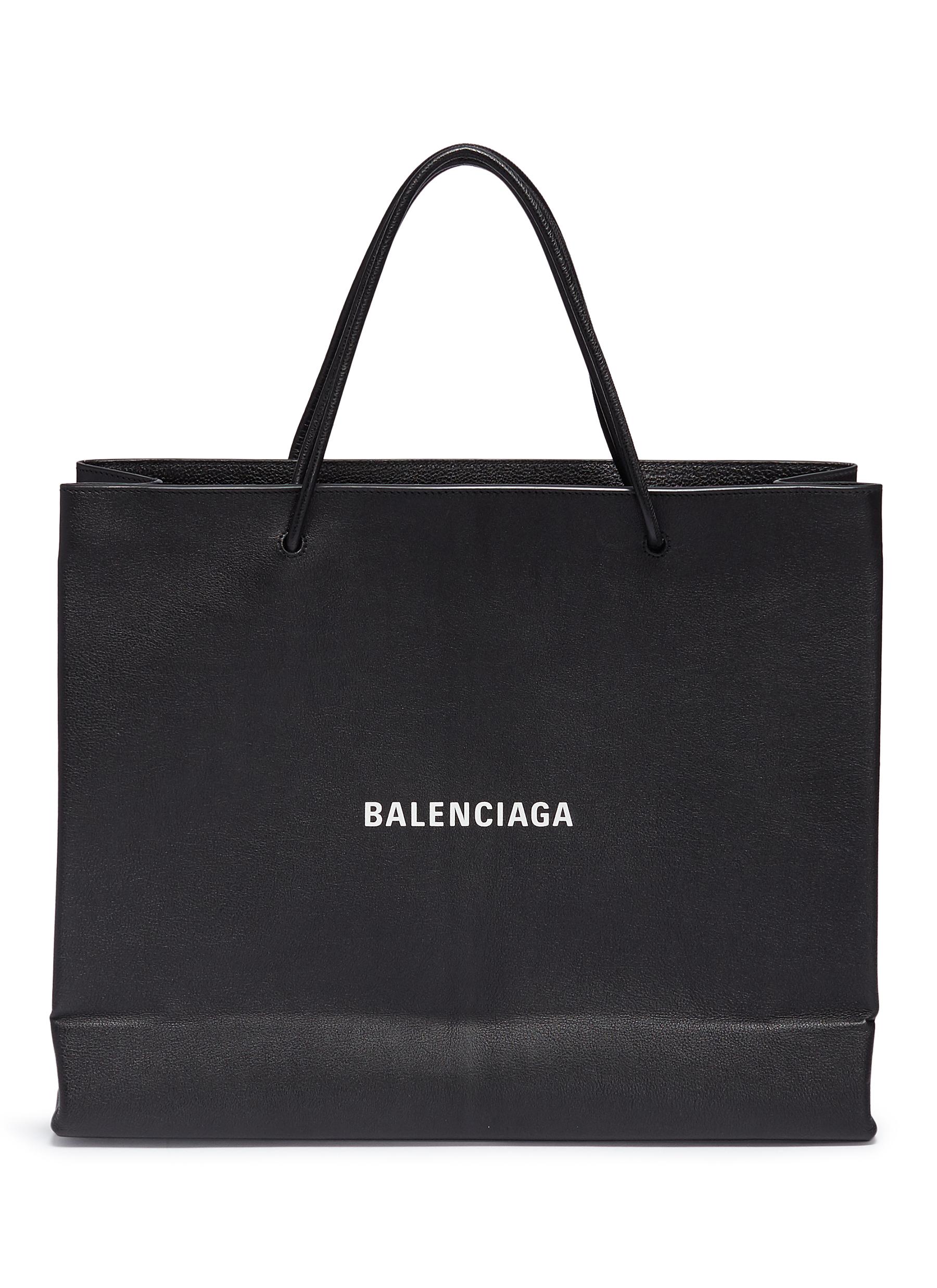 Balenciaga 'east-west' Logo Print Medium Leather Shopping Tote Bag In ...