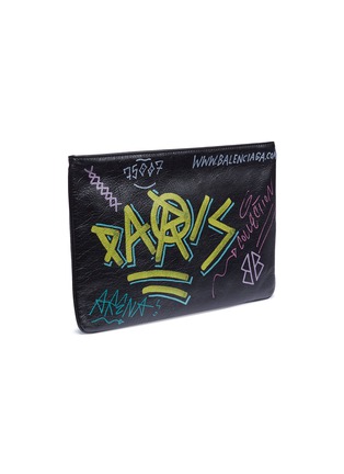 Detail View - Click To Enlarge - BALENCIAGA - 'Explorer' graffiti print leather pouch
