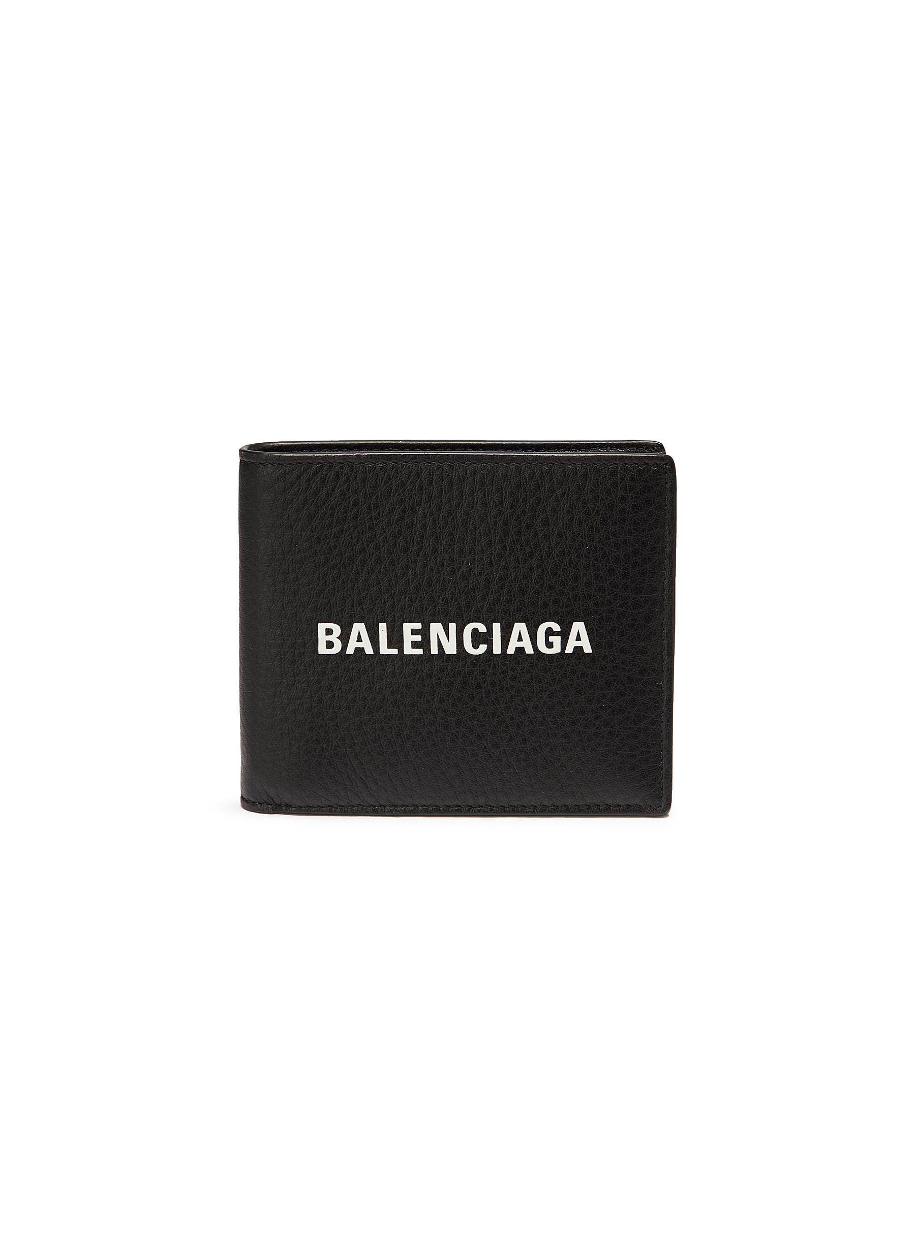 Balenciaga Everyday Logo Print Leather Bifold Wallet