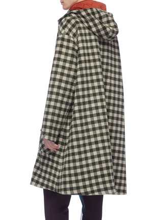 Back View - Click To Enlarge - 8ON8 - Hooded gingham check wool duffle coat