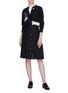 Figure View - Click To Enlarge - 10633 - Mock buttonhole wool gabardine kilt skirt