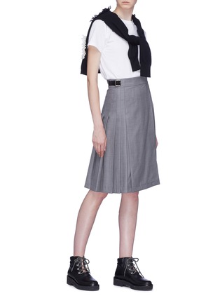 Figure View - Click To Enlarge - 10633 - Pleated side wool garbardine kilt skirt
