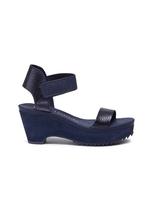 Main View - Click To Enlarge - PEDRO GARCIA  - 'Franses' suede leather wedge sandals