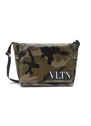 Main View - Click To Enlarge - VALENTINO GARAVANI - Valentino Garavani Logo patch camouflage print coated canvas messenger bag