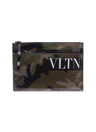 Main View - Click To Enlarge - VALENTINO GARAVANI - Valentino Garavani Logo patch camouflage print twill zip pouch