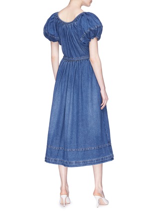 Back View - Click To Enlarge - CO - Puff sleeve denim dress