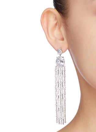 Figure View - Click To Enlarge - CZ BY KENNETH JAY LANE - Cubic zirconia fringe drop earrings