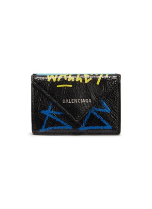 Main View - Click To Enlarge - BALENCIAGA - 'Papier' mini graffiti print leather wallet