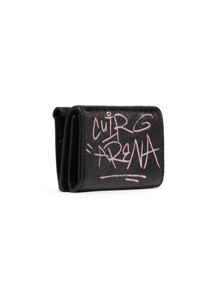 Figure View - Click To Enlarge - BALENCIAGA - 'Papier' mini graffiti print leather wallet