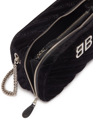 Detail View - Click To Enlarge - BALENCIAGA - 'BB Reporter' XS matelassé velvet crossbody bag