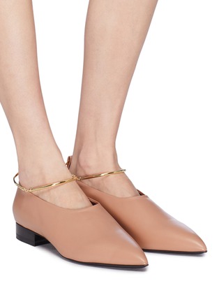 Figure View - Click To Enlarge - JIL SANDER - Detachable anklet choked-up leather flats