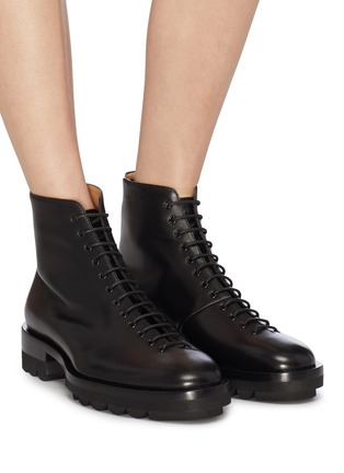 Figure View - Click To Enlarge - JIL SANDER - Leather combat boots