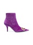 Main View - Click To Enlarge - BALENCIAGA - 'BB' logo plate velvet ankle boots
