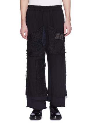 Main View - Click To Enlarge - BY WALID - Patchwork linen jogging pants