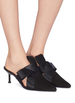 Figure View - Click To Enlarge - MERCEDES CASTILLO - 'Suma Mid' satin bow kid suede mules