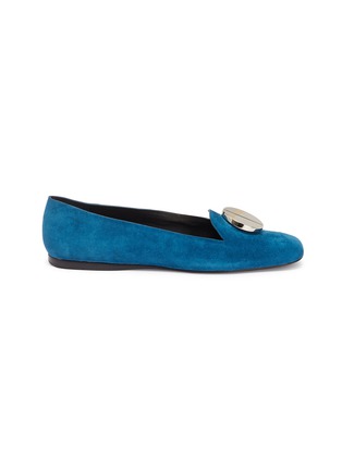 Main View - Click To Enlarge - MERCEDES CASTILLO - 'Taki' oversized nailhead disc kid suede flats