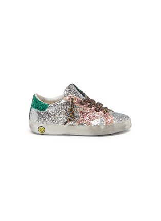 Main View - Click To Enlarge - GOLDEN GOOSE - 'Superstar' colourblock glitter coated leather toddler sneakers