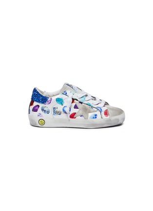 Main View - Click To Enlarge - GOLDEN GOOSE - 'Superstar' suede panel diamond print leather toddler sneakers