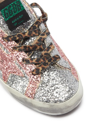 Detail View - Click To Enlarge - GOLDEN GOOSE - 'Superstar' colourblock glitter coated leather kids sneakers