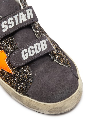 Detail View - Click To Enlarge - GOLDEN GOOSE - 'Old School' suede panel glitter coated leather toddler sneakers