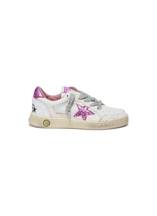 Main View - Click To Enlarge - GOLDEN GOOSE - 'Ball Star' glitter cracked panel leather toddler sneakers
