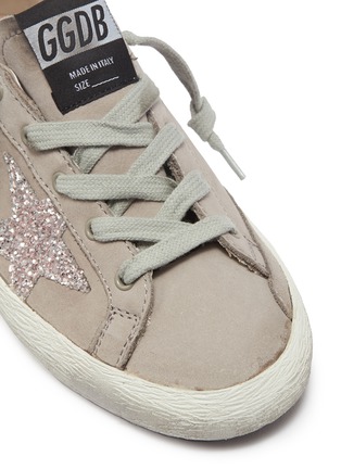 Detail View - Click To Enlarge - GOLDEN GOOSE - 'Superstar' glitter coated star nubuck leather kids sneakers