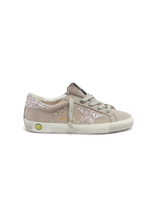 Main View - Click To Enlarge - GOLDEN GOOSE - 'Superstar' glitter coated star nubuck leather kids sneakers