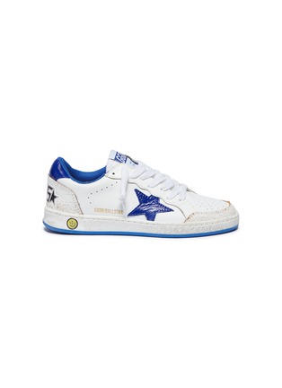 Main View - Click To Enlarge - GOLDEN GOOSE - 'Ball Star' cracked panel leather kids sneakers