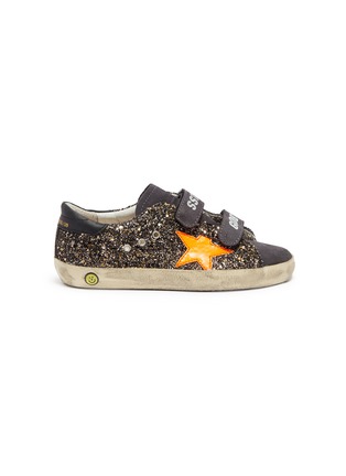 Main View - Click To Enlarge - GOLDEN GOOSE - 'Old School' suede panel glitter coated leather kids sneakers