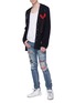 Figure View - Click To Enlarge - AMIRI - Mix appliqué paint splatter ripped skinny jeans