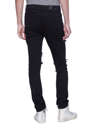 Back View - Click To Enlarge - AMIRI - Mix appliqué ripped skinny jeans