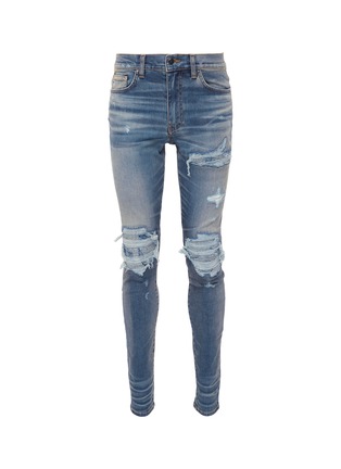 Main View - Click To Enlarge - AMIRI - 'MX1' pleated patch ripped skinny jeans