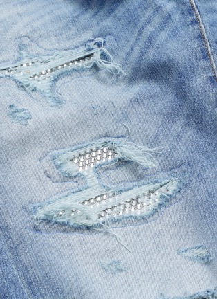  - AMIRI - Swarovski crystal patch panel ripped jeans