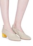 Figure View - Click To Enlarge - GRAY MATTERS - 'Mildred' cube heel choked-up suede pumps