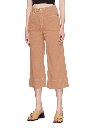 Front View - Click To Enlarge - TOPSHOP - Contrast topstitching denim culottes
