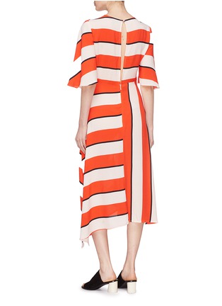 Back View - Click To Enlarge - TOPSHOP - Asymmetric mix stripe midi dress