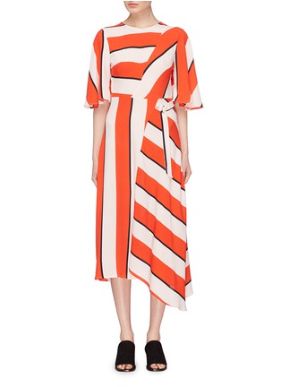 Main View - Click To Enlarge - TOPSHOP - Asymmetric mix stripe midi dress
