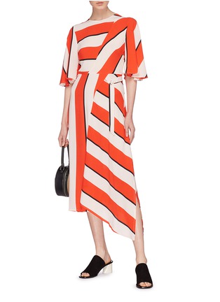 Figure View - Click To Enlarge - TOPSHOP - Asymmetric mix stripe midi dress
