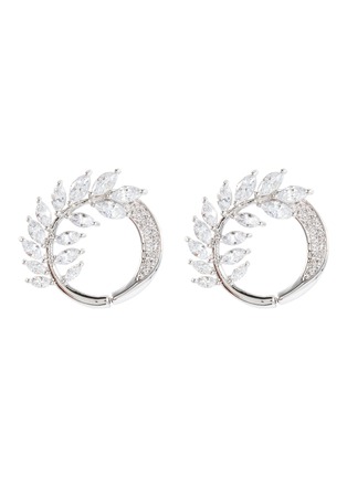 Main View - Click To Enlarge - CZ BY KENNETH JAY LANE - Cubic zirconia leaf hoop earrings