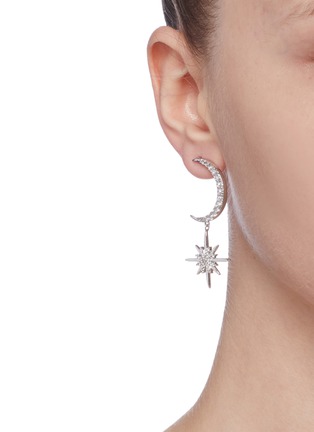 Figure View - Click To Enlarge - CZ BY KENNETH JAY LANE - Cubic zirconia pavé moon and starburst drop earrings