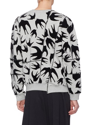 Back View - Click To Enlarge - MC Q - Swallow velvet flock print panelled sweatshirt