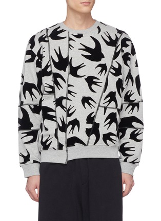 Main View - Click To Enlarge - MC Q - Swallow velvet flock print panelled sweatshirt