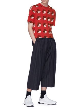 Figure View - Click To Enlarge - MC Q - Stripe virgin wool-cotton cropped jogging pants