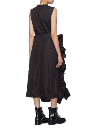 Back View - Click To Enlarge - MONCLER - x Simone Rocha ruched ruffle stripe sleeveless dress