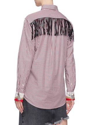 Back View - Click To Enlarge - DRY CLEAN ONLY - Fringe yoke graphic print panel stripe shirt
